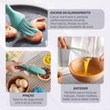 Jogo de Cozinha Kit C/12 Peças Utensílios de Cozinha em Silicone e Cabo de Madeira Antiaderentes