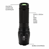 Lanterna Tática Portátil Militar Bateria Recarregável Luz LED X900 Altomex