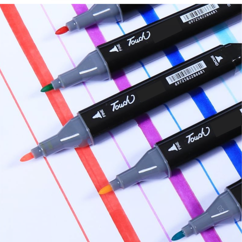 Maleta De Canetinhas Coloridas 48 Cores Para Desenho Marcador Profissional e Escolar Duas Pontas Hidrográfica Touch Sweet 48