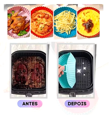 Kit 6 Capas Protetoras de AirFryer de Silicone Redonda Air Fryer e Forno Fritadeira Elétrica Praticidade na Cozinha