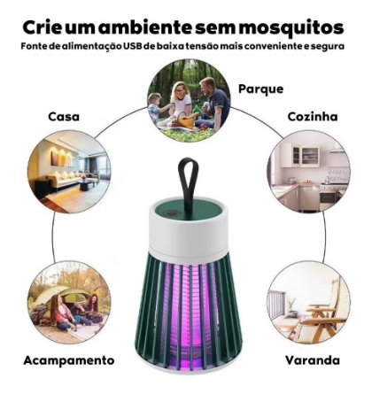 Lâmpada Elétrica Mata-Mosquitos com Luz UV - Recarregável por USB - Armadilha Para Insetos