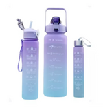 Kit com 3 Garrafas de Água Squeeze com mensagens Motivacionais